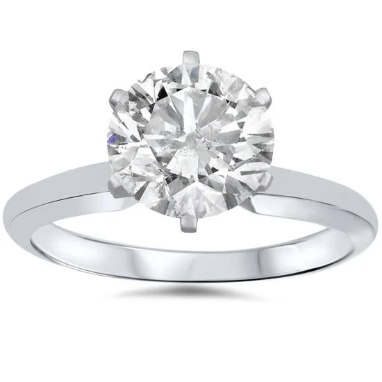 Sarmatian band ring-1 1/2ct Solitaire Diamond Engagement Ring 14K White Gold