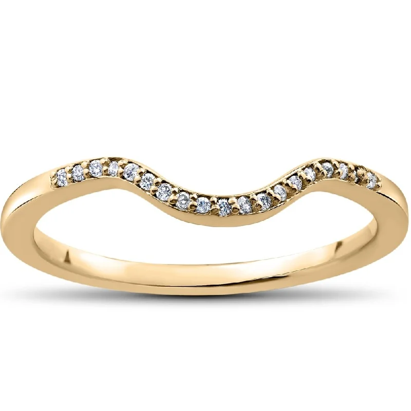 Scallop pearl ring-1/16 ct Lab Created Diamond Aria Wedding Curved Contour Ring