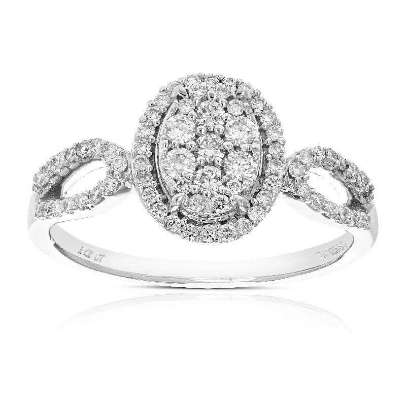 Ruffled edge ring-1/2 cttw Round Cut Lab Grown Diamond Engagement Ring .925 Sterling Silver Prong Set