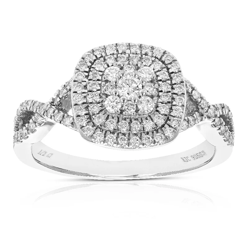 Brook pebble ring-1/2 cttw Round Cut Lab Grown Diamond Prong Set Wedding Engagement Ring .925 Sterling Silver