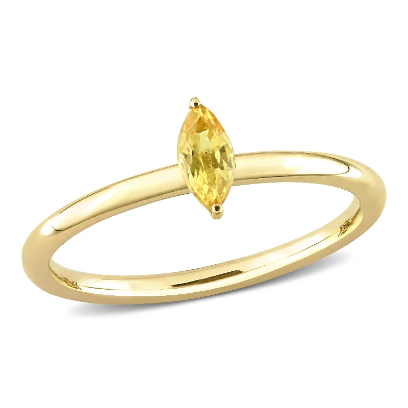 Braided weave ring-1/3 CT TGW Marquise Yellow Sapphire Stackable Ring in 10k Yellow Gold