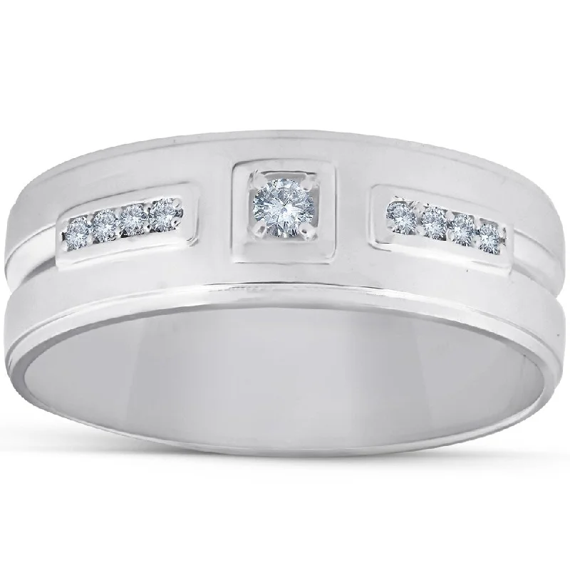 Twilight gray ring-1/4 Ct Diamond Mens Wedding Band High Polished 7mm Ring