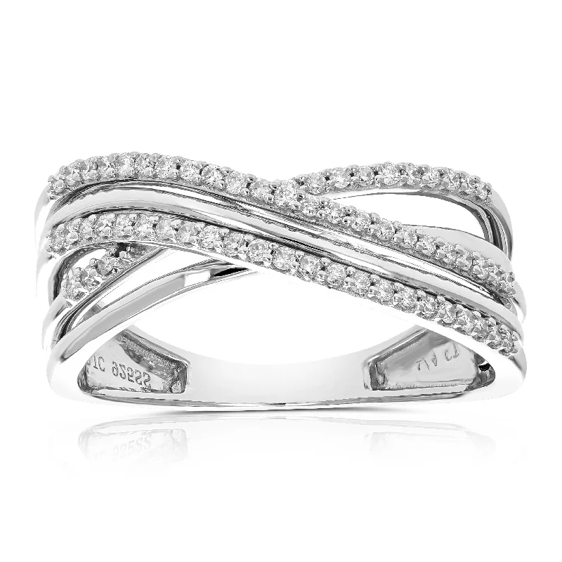 Twisted twig ring-1/4 cttw Round Lab Grown Diamond .925 Sterling Silver Engagement Ring Prong Set