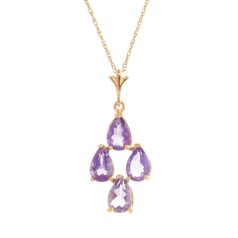 Satin finish necklace-1.5 Carat 14K Solid Rose Gold Pyramid Amethyst Necklace