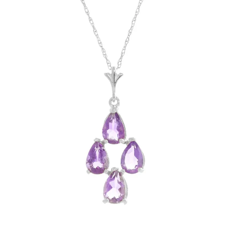 Tribal mark necklace-1.5 Carat 14K Solid White Gold Surreal Love Amethyst Necklace