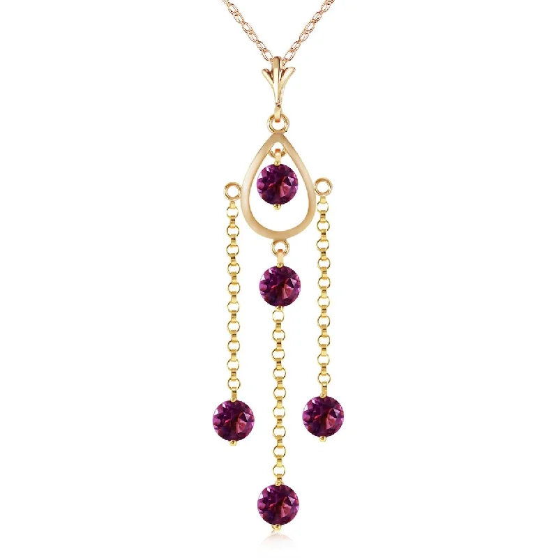 Tulip cluster necklace-1.5 Carat 14K Solid Yellow Gold Simply Sweet Amethyst Necklace