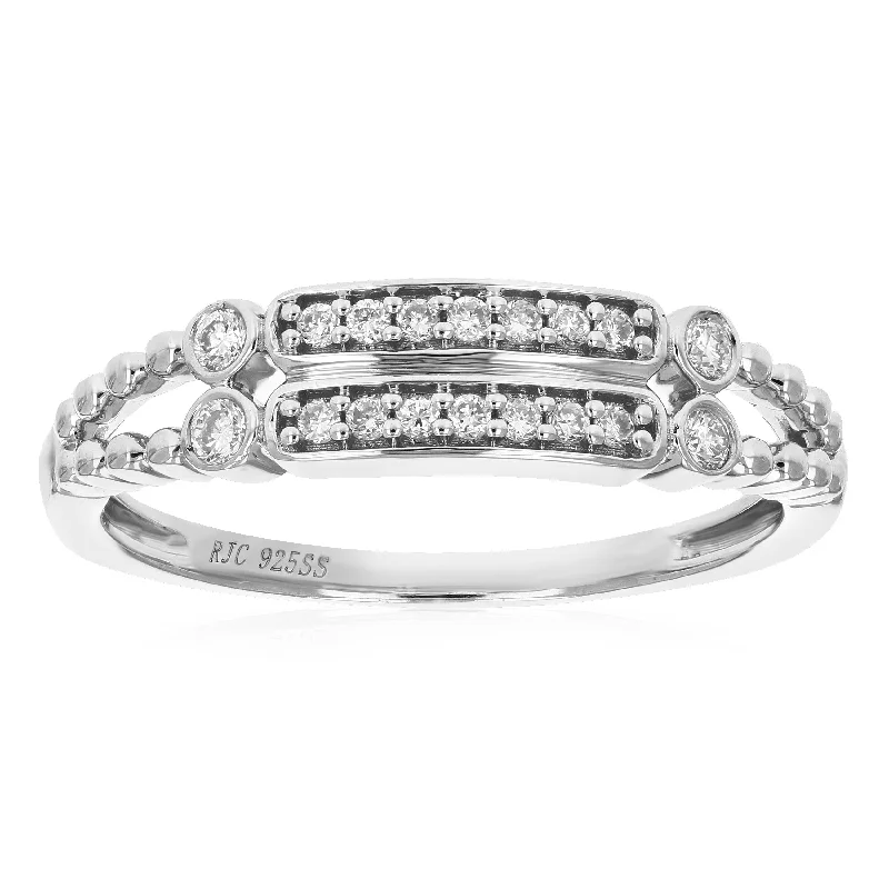 Snap hinge ring-1/5 cttw 18 Stones Round Cut Lab Grown Diamond Engagement Ring .925 Sterling Silver Prong Set