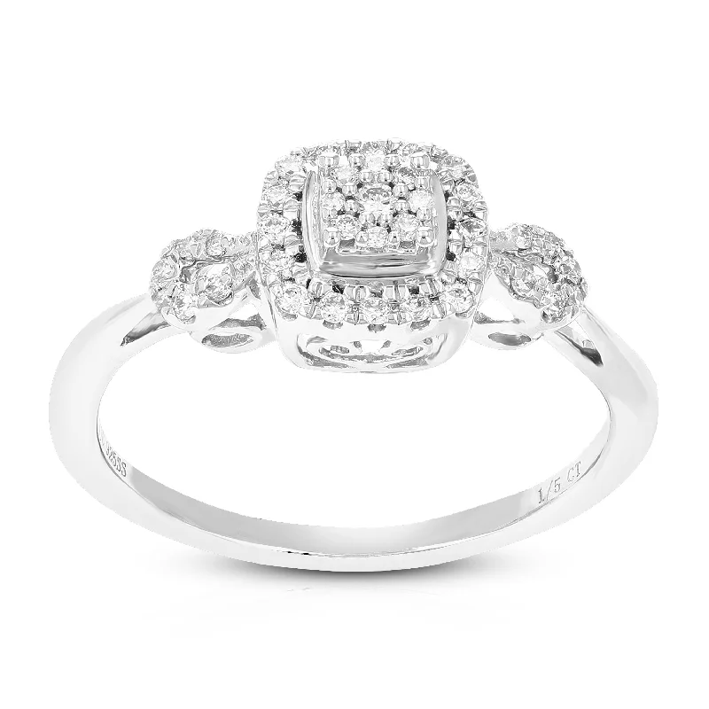 Molten alloy ring-1/5 cttw Round Lab Grown Diamond Engagement Ring .925 Sterling Silver Prong Set