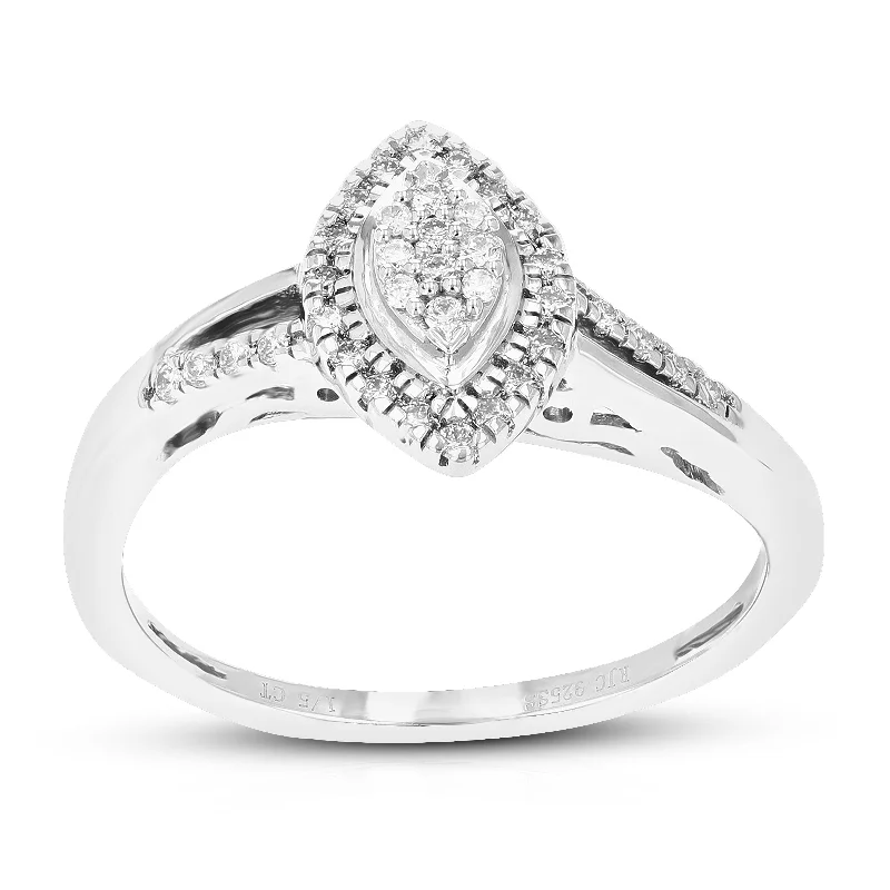 Milky haze ring-1/5 cttw Round Lab Grown Diamond Engagement Ring .925 Sterling Silver Prong Set