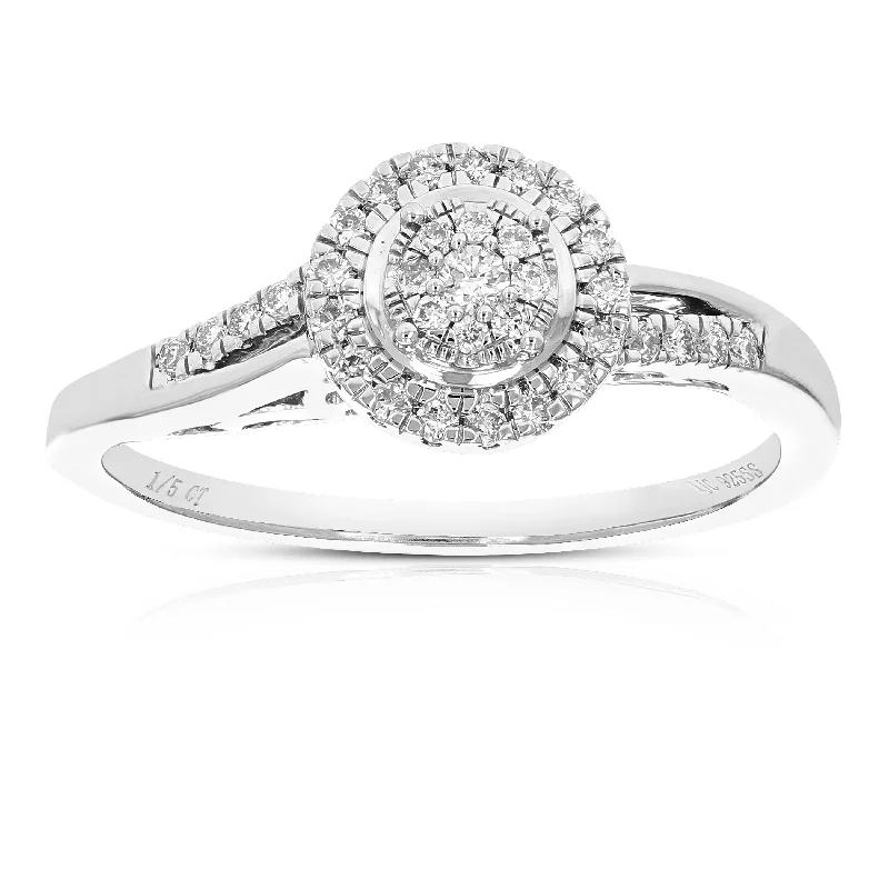 Vortex twist ring-1/5 cttw Round Lab Grown Diamond Prong Set Engagement Ring .925 Sterling Silver