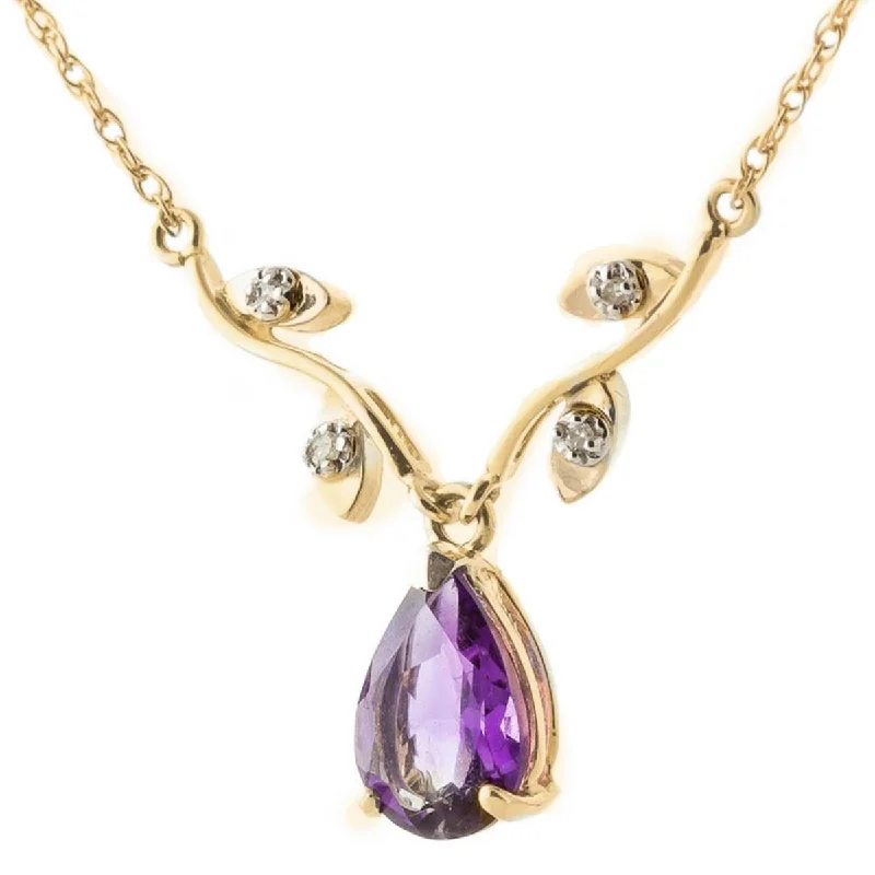 Wavy stripe necklace-1.52 Carat 14K Solid Yellow Gold Crave And Have Amethyst Diamond Necklace