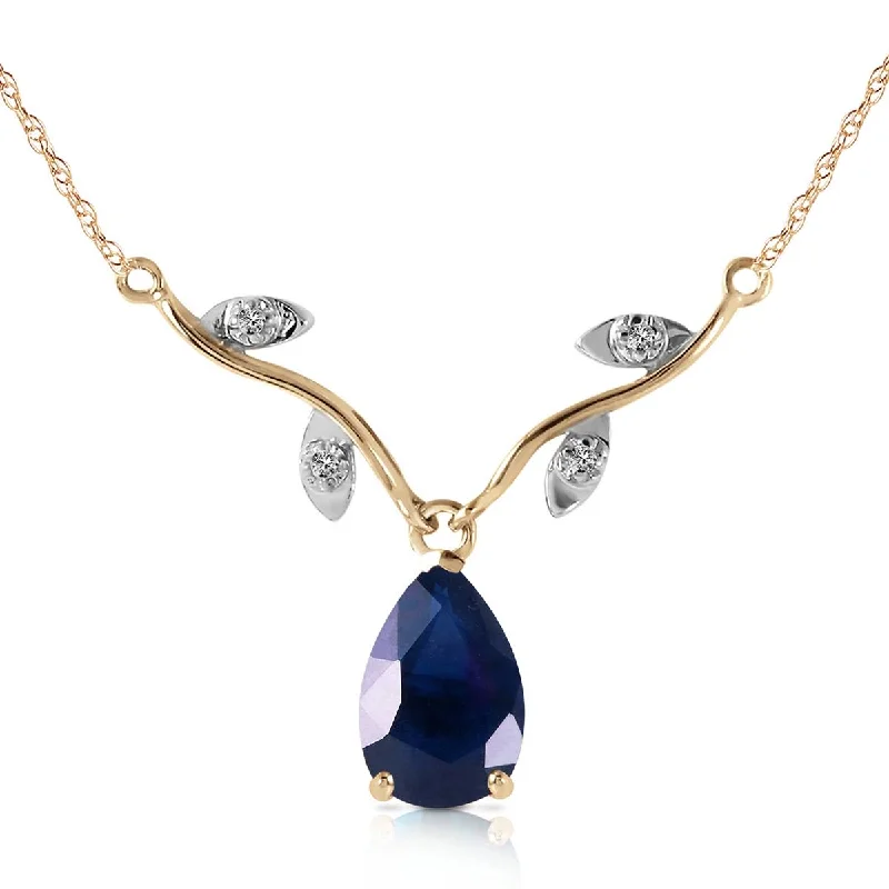 Frosted quartz necklace-1.52 Carat 14K Solid Yellow Gold Necklace Natural Diamond Sapphire