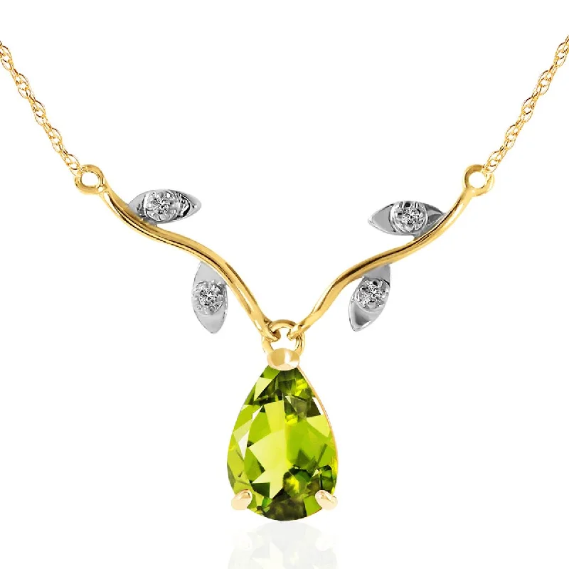 Ash sprig necklace-1.52 Carat 14K Solid Yellow Gold Never Such Love Peridot Necklace