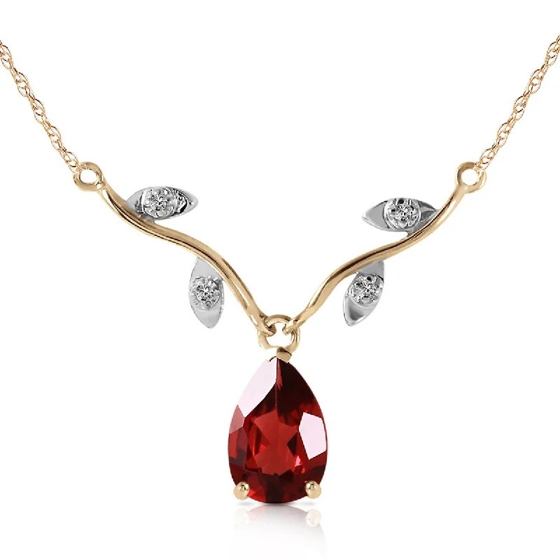 Wavy stripe necklace-1.52 Carat 14K Solid Yellow Gold Shiny Personality Garnet Diamond Necklace