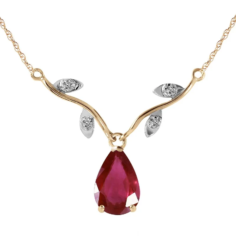 Soft hue necklace-1.52 Carat 14K Solid Yellow Gold Sing No More Ruby Diamond Necklace