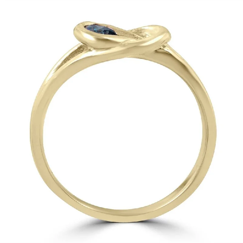 Oak husk ring-1/5ct Knot Treated Blue Diamond Solitaire Promise Ring 14K Yellow Gold