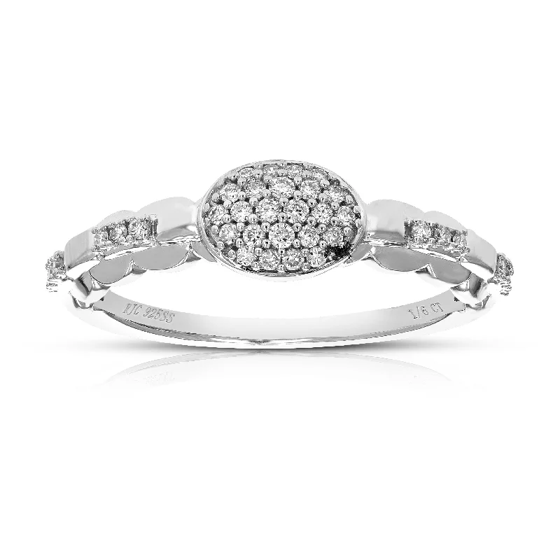 Edwardian flair ring-1/6 cttw Round Lab Grown Diamond Engagement Ring For Women .925 Sterling Silver Prong Set