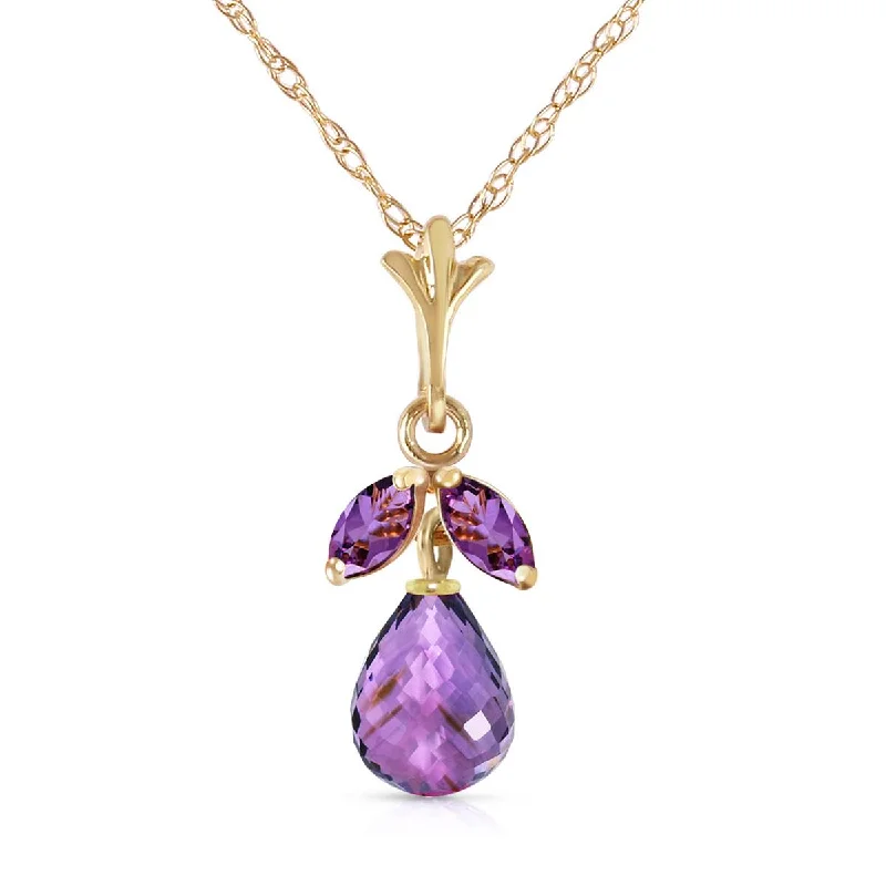 Root stem necklace-1.7 Carat 14K Solid Yellow Gold Ease Into Love Amethyst Necklace