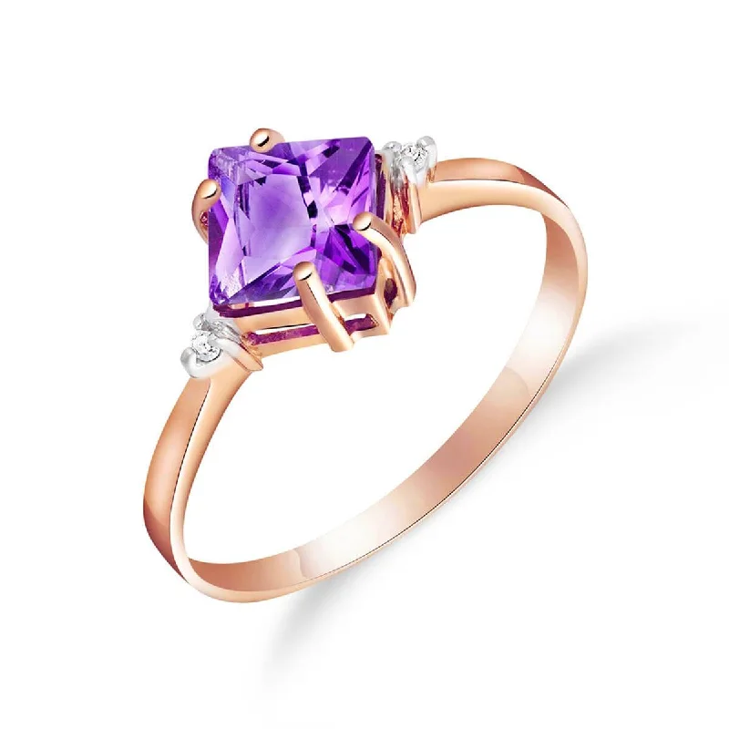 Nebula shine necklace-1.77 Carat 14K Solid Rose Gold Espirit Amethyst Diamond Ring