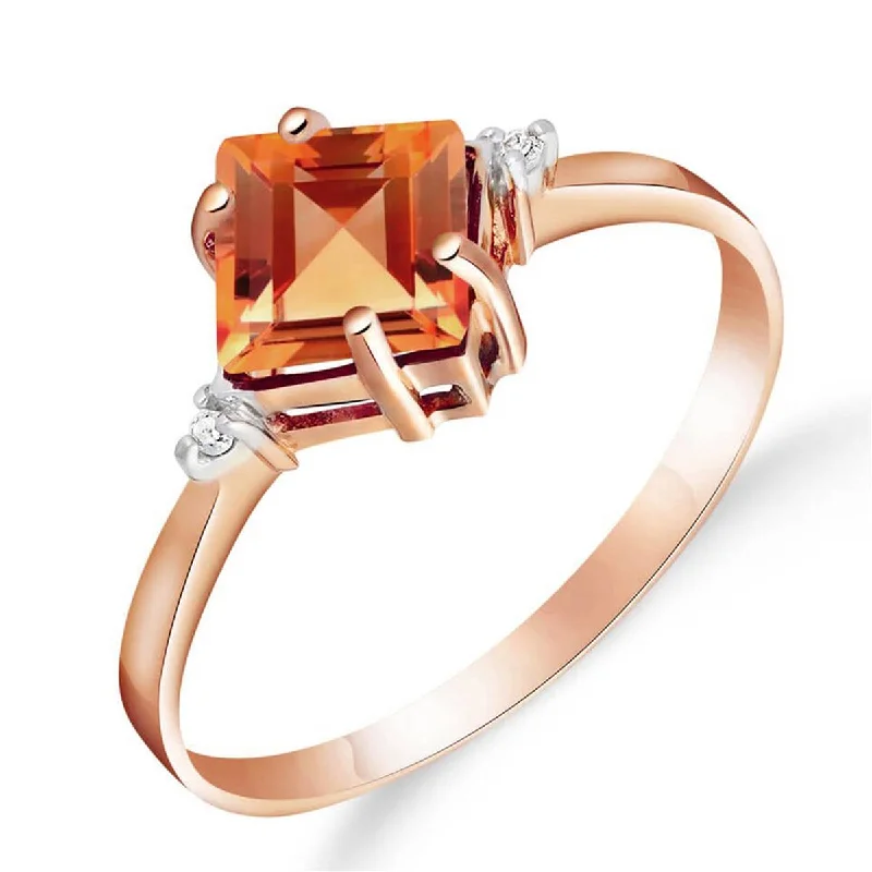 Tartan check necklace-1.77 Carat 14K Solid Rose Gold Ring Diamond Citrine