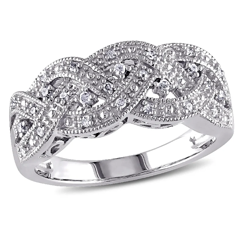 Fluke ridge ring-1/8 CT TW Braided Diamond Ring  in Sterling Silver