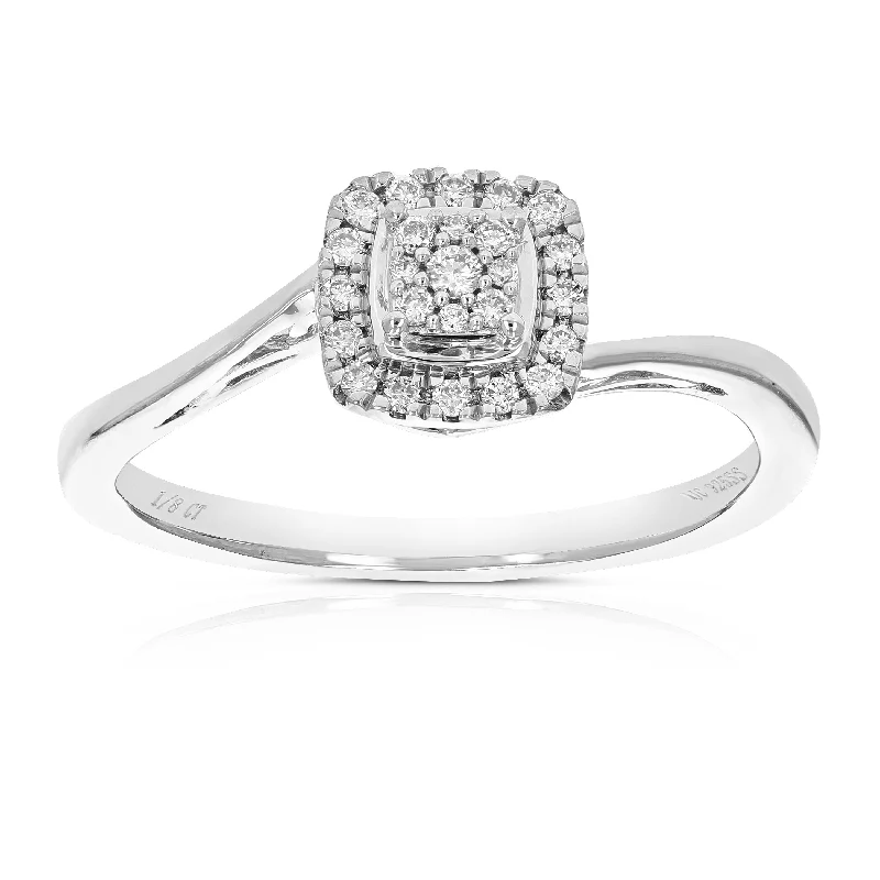 Zenith set ring-1/8 cttw Round Cut Lab Grown Diamond Wedding Engagement Ring .925 Sterling Silver Prong Set