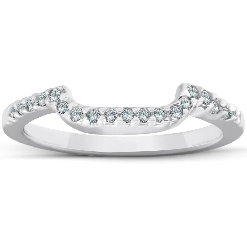 Soft hue ring-1/8ct Curved Diamond Wedding Ring 14K White Gold