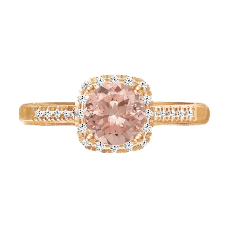 Leopard jasper ring-10K Gold Morganite and Diamond Ring