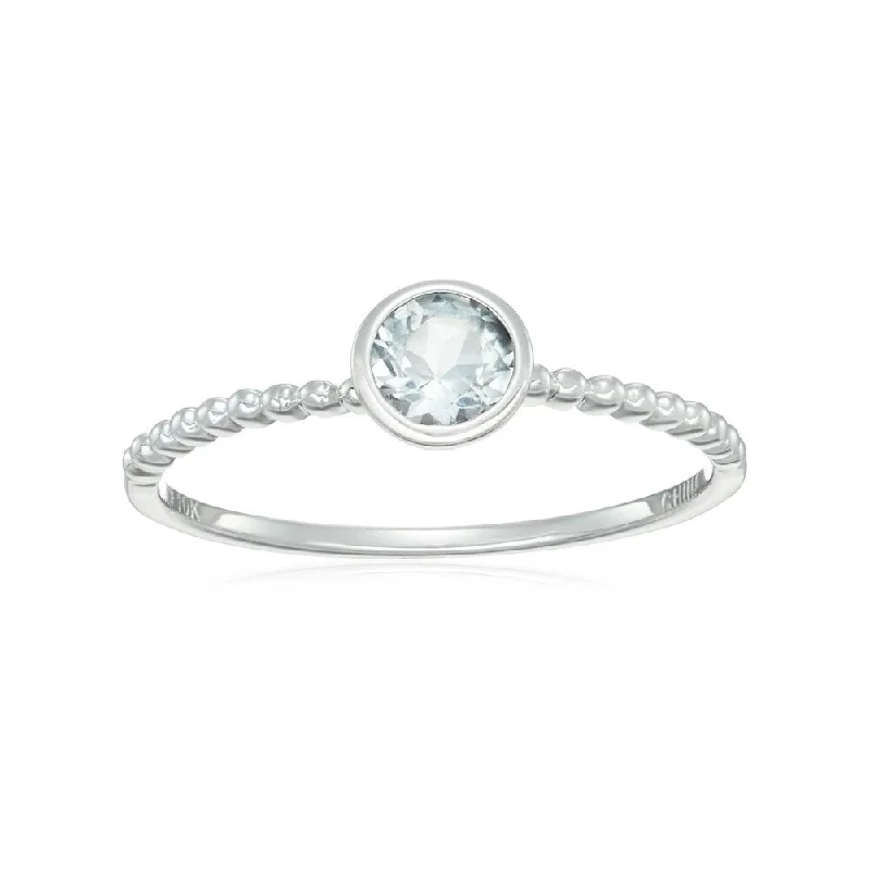 Twilight gray ring-10k White Gold White Topaz Solitaire Ring