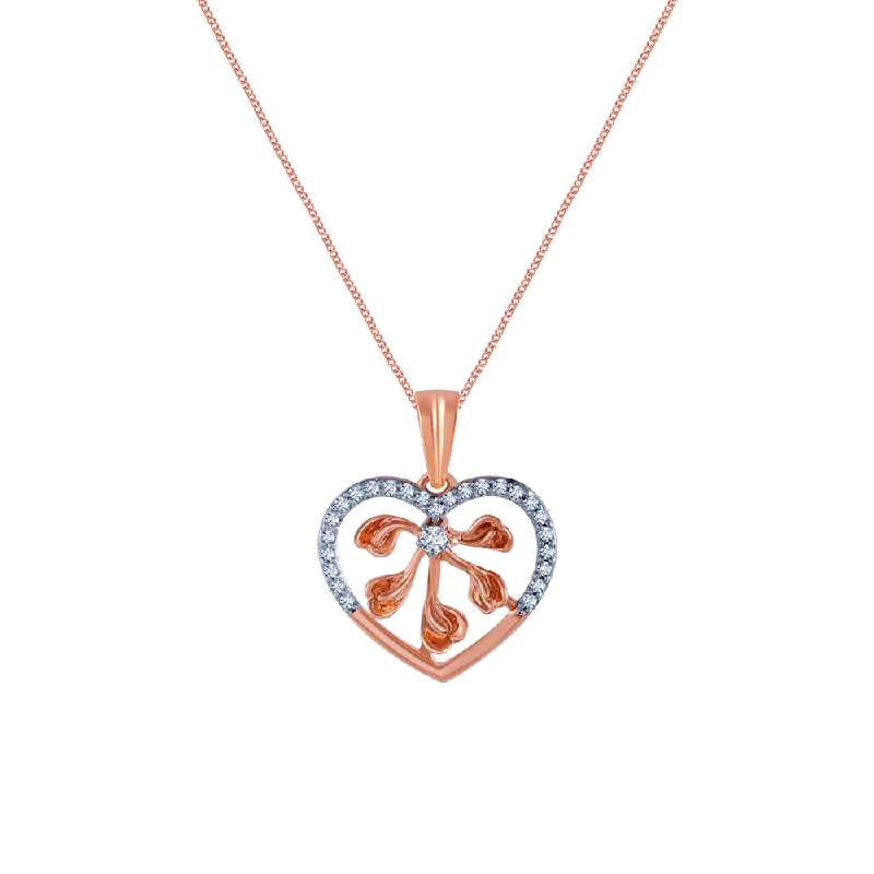 Fused grain necklace-14k (585) Rose Gold And Diamond Pendant For Women