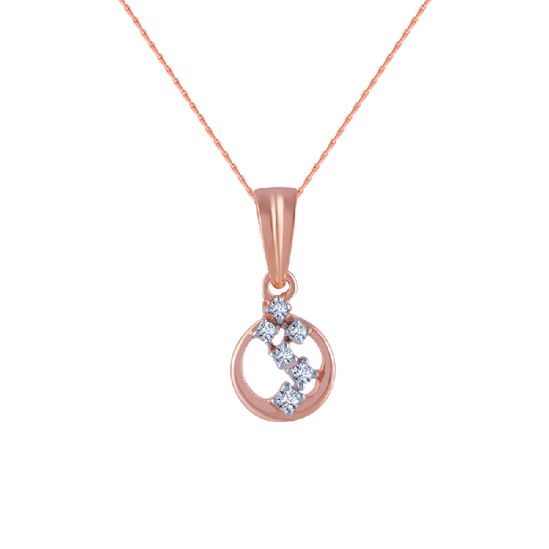 Bronze cast necklace-14k (585) Rose Gold And Diamond Pendant For Women