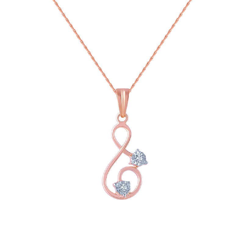 Woven cord necklace-14k (585) Rose Gold And Diamond Pendant For Women