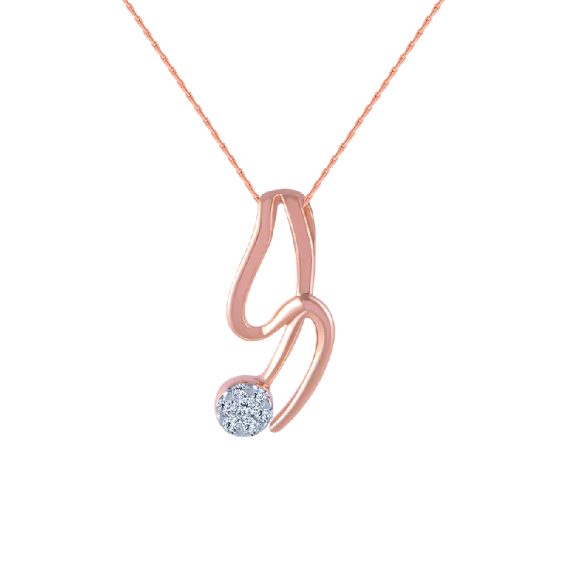 Antler curve necklace-14k (585) Rose Gold And Diamond Pendant For Women