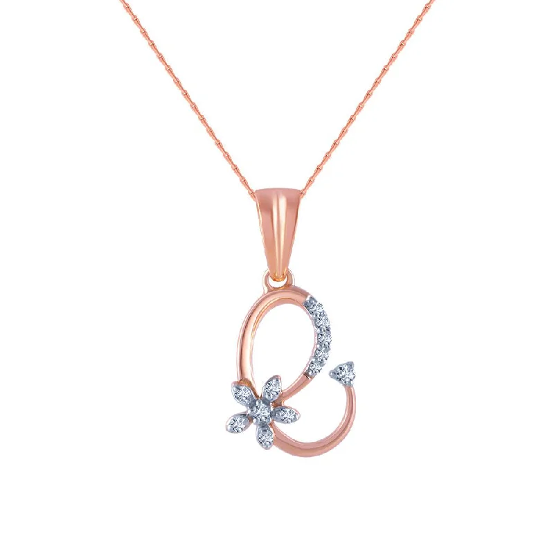 Shale fleck necklace-14k (585) Rose Gold And Diamond Pendant For Women