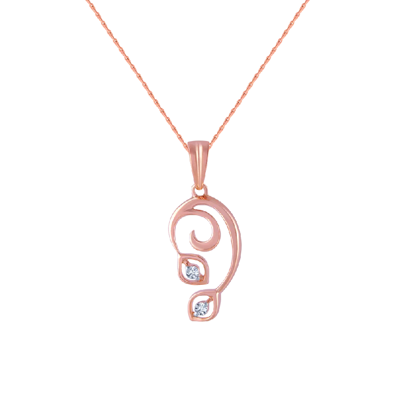 Fir sprig necklace-14k (585) Rose Gold And Diamond Pendant For Women