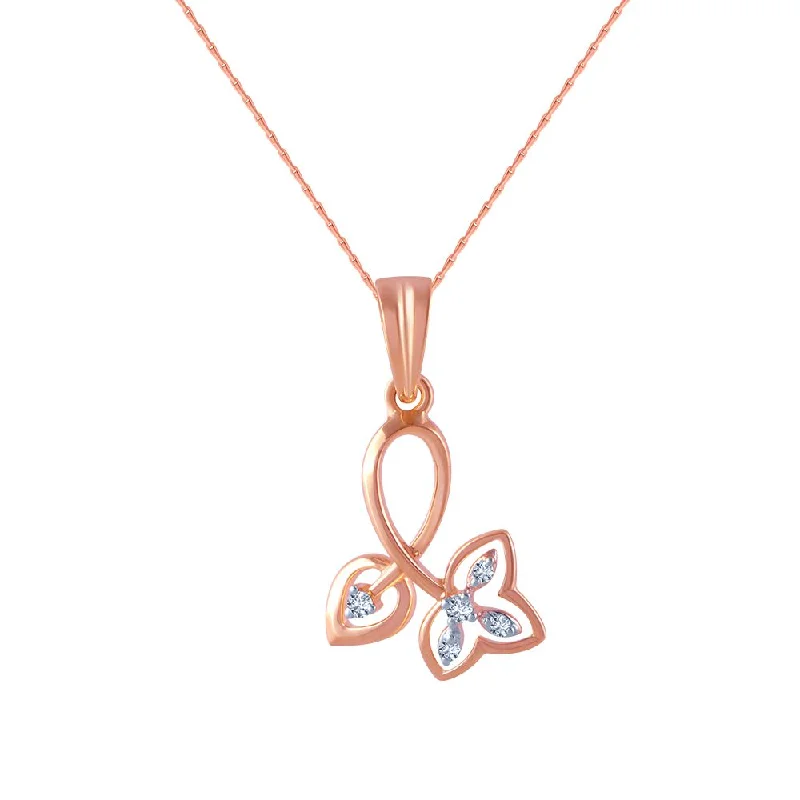 Wool wrap necklace-14k (585) Rose Gold And Diamond Pendant For Women