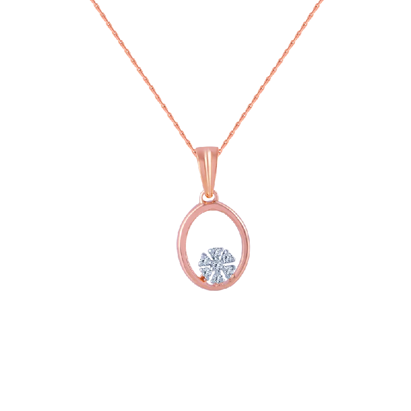 Bronze cast necklace-14k (585) Rose Gold And Diamond Pendant For Women