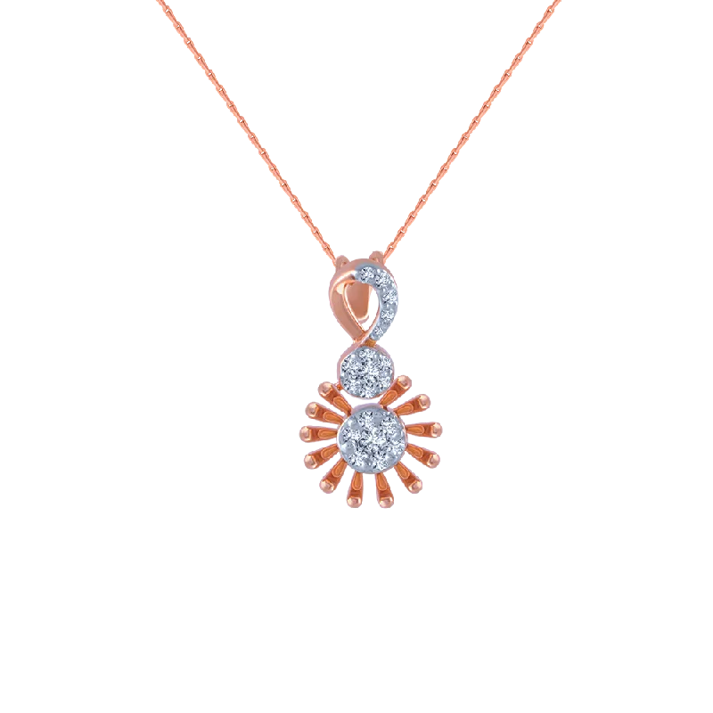 Folded rim necklace-14k (585) Rose Gold And Diamond Pendant For Women