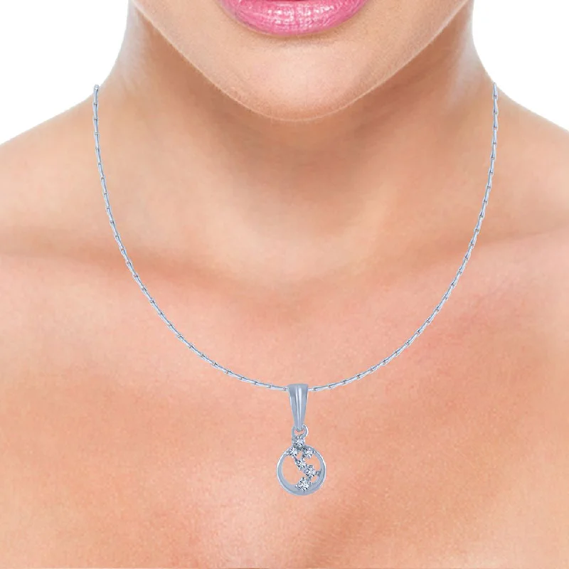 Tattered rim necklace-14k (585) White Gold And Diamond Pendant For Women