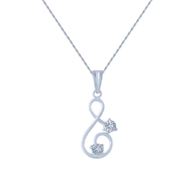 Worn edge necklace-14k (585) White Gold And Diamond Pendant For Women