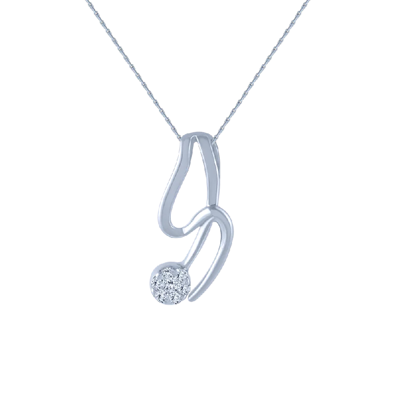 Lattice grid necklace-14k (585) White Gold And Diamond Pendant For Women