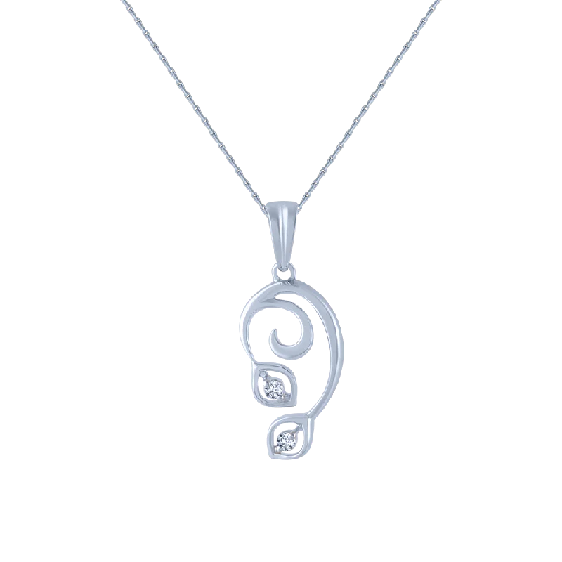 Celtic wave necklace-14k (585) White Gold And Diamond Pendant For Women