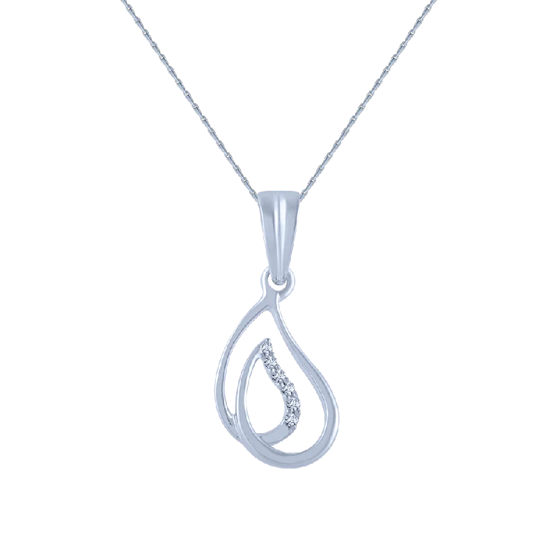 Maple wood necklace-14k (585) White Gold And Diamond Pendant For Women