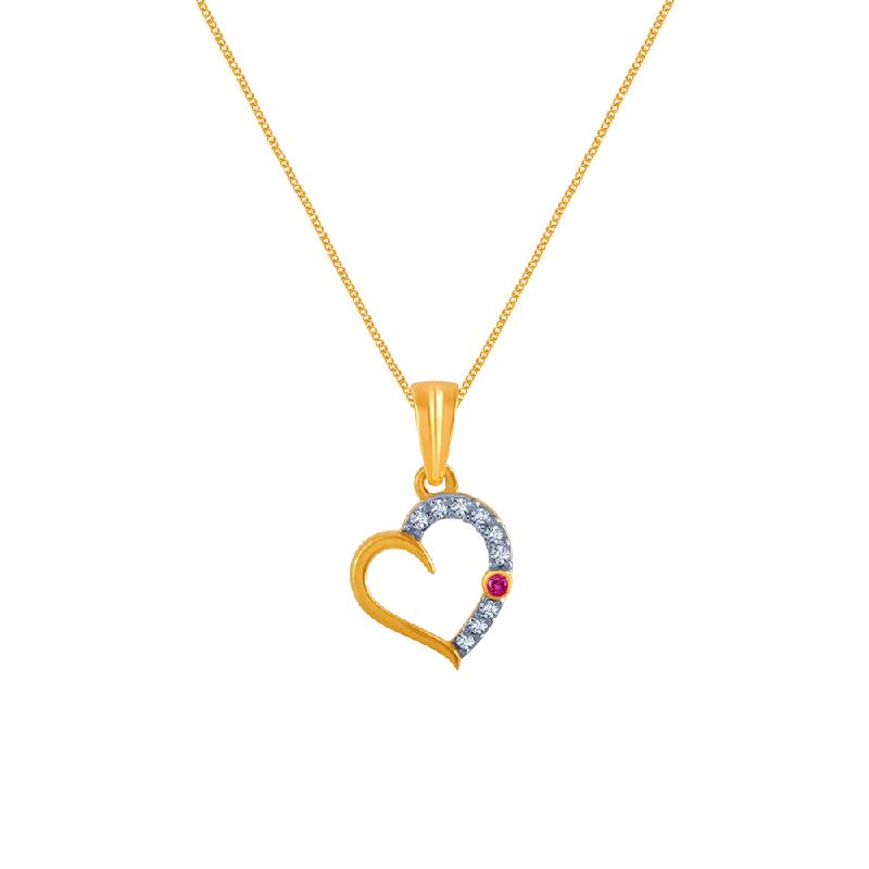 Worn edge necklace-14k (585) Yellow Gold And Diamond Pendant For Women