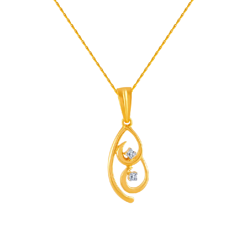 Onyx spike necklace-14k (585) Yellow Gold And Diamond Pendant For Women