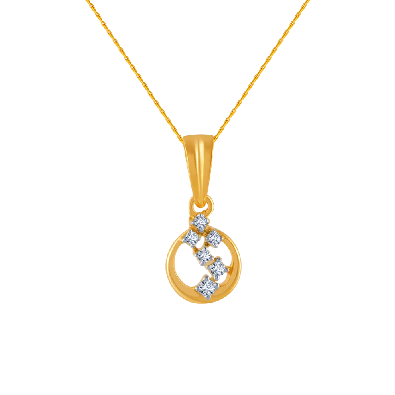 Frosted quartz necklace-14k (585) Yellow Gold And Diamond Pendant For Women