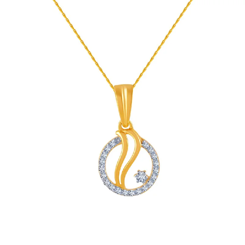 Grouped stone necklace-14k (585) Yellow Gold And Diamond Pendant For Women