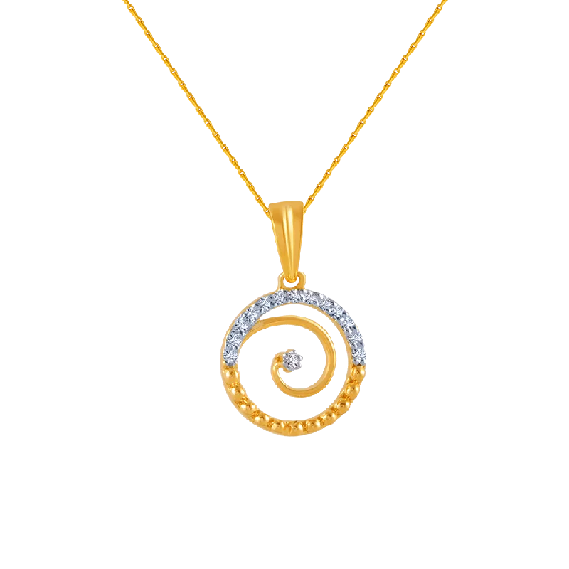 Chipped rim necklace-14k (585) Yellow Gold And Diamond Pendant For Women