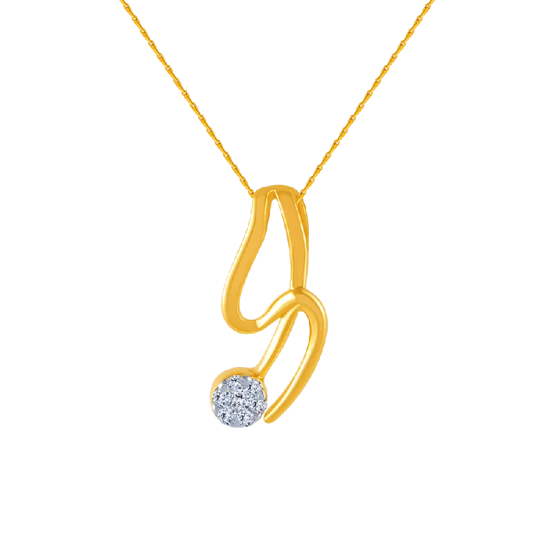 Willow wrap necklace-14k (585) Yellow Gold And Diamond Pendant For Women