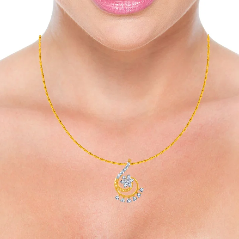 Nebula shine necklace-14k (585) Yellow Gold And Diamond Pendant For Women